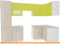 Кухня ВерсоМебель Эко-5 1.3x2.7 правая (ясень шимо светлый/зеленый лайм) картинка