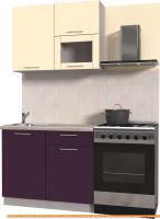 Кухня Интерлиния Мила Пластик 1.8 В (слива глянец/ваниль глянец/травертин) картинка