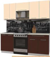 Кухня Интерлиния Мила Пластик 2.0 А (шоколад глянец/ваниль глянец/опал светлый) картинка