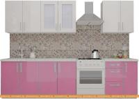 Кухня ВерсоМебель ВерсоЛайн 7-2.3 (белый 001/розовый 011) картинка