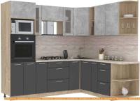 Кухня Интерлиния Мила 1.88x2.4 правая (бетон-антрацит-травертин) картинка