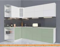 Кухня Интерлиния Мила Матте 1.5x2.6 А левая (белый/мята/опал светлый) картинка