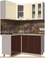 Кухня Интерлиния Мила Пластик 1.2x1.5 (шоколад глянец/ваниль глянец/опал светлый) картинка