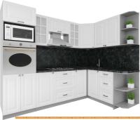 Кухня Интерлиния Мила Деко 1.68x2.6 правая (белый-белый-кастилло темный) картинка