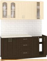 Кухня Кортекс-мебель Корнелия Ретро 1.7м (венге светлый/венге/королевский опал) картинка