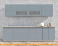 Кухня Интерлиния Мила Матте 2.9 А (океан/океан/травертин серый) картинка