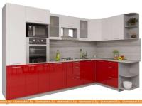 Кухня Интерлиния Мила Gloss 1.68x3.2 правая (белый-красный) картинка