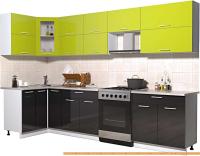 Кухня Интерлиния Мила Gloss 60-12x31 (яблоко/черный глянец) картинка