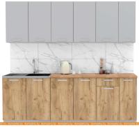 Кухня Интерлиния Мила Лайт 2.3 (серебристый-дуб золотой-дуб бунратти) картинка