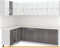 Кухня Кортекс-мебель Корнелия Экстра 1.5x2.6м (белый/береза/королевский опал) картинка