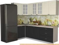 Кухня Интерлиния Мила Деко 1.2x2.5 (пепел/слоновая кость/травертин серый) картинка