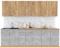 Кухня Интерлиния Мила Лайт 2.6 (дуб золотой-бетон-дуб бунратти) картинка