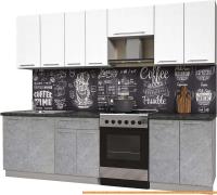 Кухня Интерлиния Мила Пластик 2.6 А (мрамор/белый глянец/кастилло темный) картинка