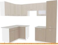 Кухня ВерсоМебель Эко-6 1.4x2.7 левая (крослайн латте/крослайн карамель) картинка