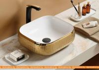 Умывальник CeramaLux C1068 (белый/золотистый) картинка