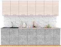 Кухня Интерлиния Мила Лайт 2.7 (вудлайн кремовый-бетон-бискайская сосна) картинка