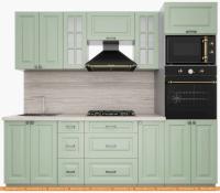 Кухня Интерлиния Мила Деко 2.3 (мята-мята-травертин серый) картинка