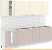 Кухня Кортекс-мебель Корнелия Лира 2.6 без столешницы (крем/капучино) картинка
