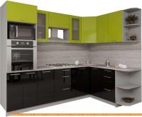 Кухня Интерлиния Мила Gloss 1.68x2.8 правая (яблоня-черный) картинка