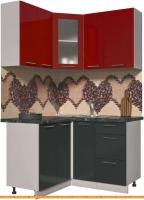 Кухня Интерлиния Мила Пластик 1.2x1.3 (антрацит гл/красный гл/кастилло темный) картинка