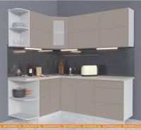 Кухня Интерлиния Мила Матте 1.5x2.0 А левая (луна/луна/травертин серый) картинка