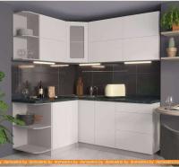 Кухня Интерлиния Мила Матте 1.5x1.9 А левая (белый/белый/кастилло тёмный) картинка