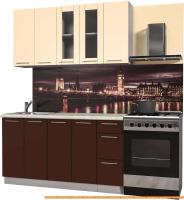 Кухня Интерлиния Мила Пластик 1.5 Б (шоколад глянец/ваниль глянец/опал светлый) картинка