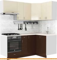Кухня S-Company Клео глоcс 1.2x1.9 правая (коричневый глянец/ваниль глянец) картинка