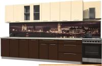 Кухня Интерлиния Мила Пластик 3.1 Б (шоколад глянец/ваниль глянец/опал светлый) картинка