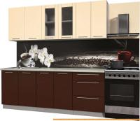 Кухня Интерлиния Мила Пластик 2.2 Б (шоколад глянец/ваниль глянец/опал светлый) картинка