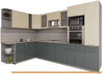 Кухня Интерлиния Мила Gloss 1.88x3.2 левая (ваниль-асфальт) картинка