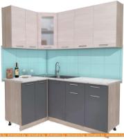 Кухня Интерлиния Мила 12x18 (вудлайн кремовый-антрацит-бискайская сосна) картинка