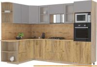 Кухня Интерлиния Мила 1.68x2.8 левая (серебристый-дуб золотой-дуб бунратти) картинка