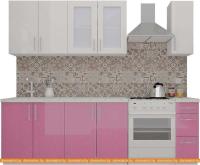 Кухня ВерсоМебель ВерсоЛайн 3-1.9 (белый 001/розовый 011) картинка