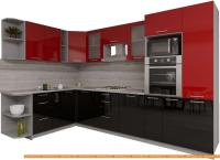 Кухня Интерлиния Мила Gloss 1.88x3.2 левая (красный-черный) картинка
