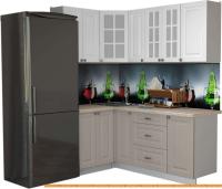 Кухня Интерлиния Мила Деко 1.2x1.9 (белый/луна/травертин серый) картинка