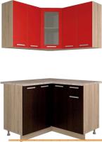 Кухня Интерлиния Мила 12x12 (красный/дуб венге) картинка