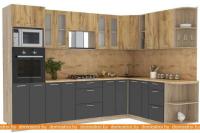 Кухня Интерлиния Мила 1.88x3.0 правая (дуб золотой-антрацит-дуб бунратти) картинка