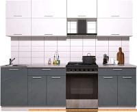 Кухня Интерлиния Мила Gloss 60-25 (белый/асфальт глянец) картинка