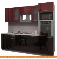 Кухня Интерлиния Мила Gloss 2.5 (бордовый-черный) картинка
