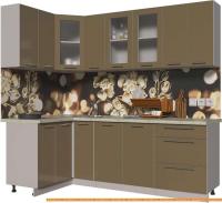 Кухня Интерлиния Мила Пластик 1.2x2.3 (капучино глянец/опал светлый) картинка