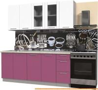 Кухня Интерлиния Мила Пластик 2.0 Б (гортензия гл/белый гл/опал светлый) картинка