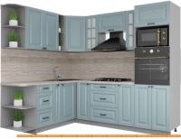 Кухня Интерлиния Мила Деко 1.88x2.4 левая (океан-океан-травертин серый) картинка