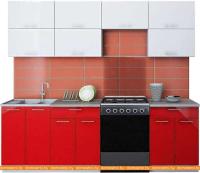 Кухня Интерлиния Мила Gloss 60-24 (белый/красный) картинка
