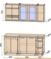 Кухня Интерлиния Мила Пластик 1.7 Б (мрамор/белый глянец/кастилло темный) картинка