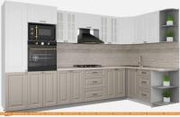 Кухня Интерлиния Мила Деко 1.68x3.4 правая (белый-луна-травертин серый) картинка