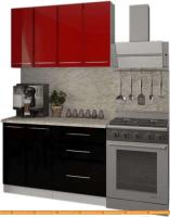 Кухня Кастанье Марта 1.2 (красный китайский глянец/черный глянец) картинка