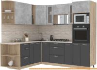 Кухня Интерлиния Мила 1.88x2.4 левая (бетон-антрацит-травертин) картинка