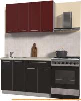 Кухня Интерлиния Мила Пластик 1.2 А (черный глянец/бордо глянец/опал светлый) картинка