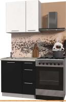 Кухня Интерлиния Мила Пластик 0.8 А (черный глянец/белый глянец/опал светлый) картинка